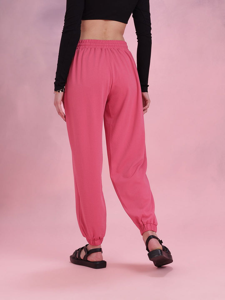 DressBerry Women Mid Rise Regular Fit Textured Joggers