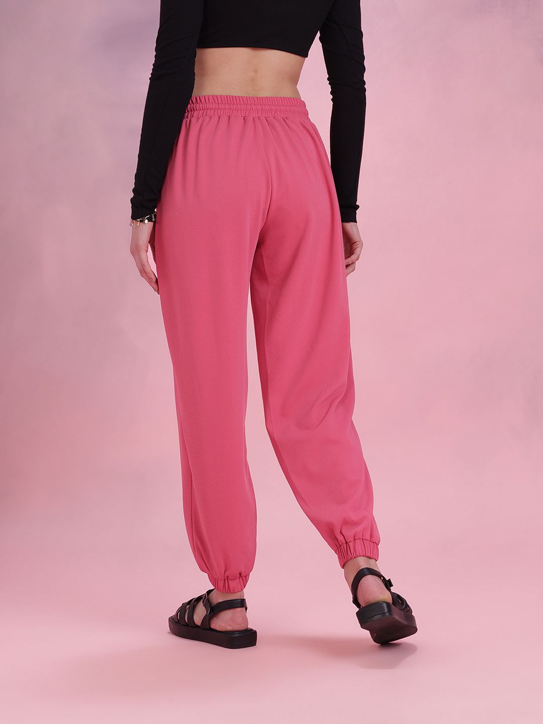 DressBerry Women Mid Rise Regular Fit Textured Joggers