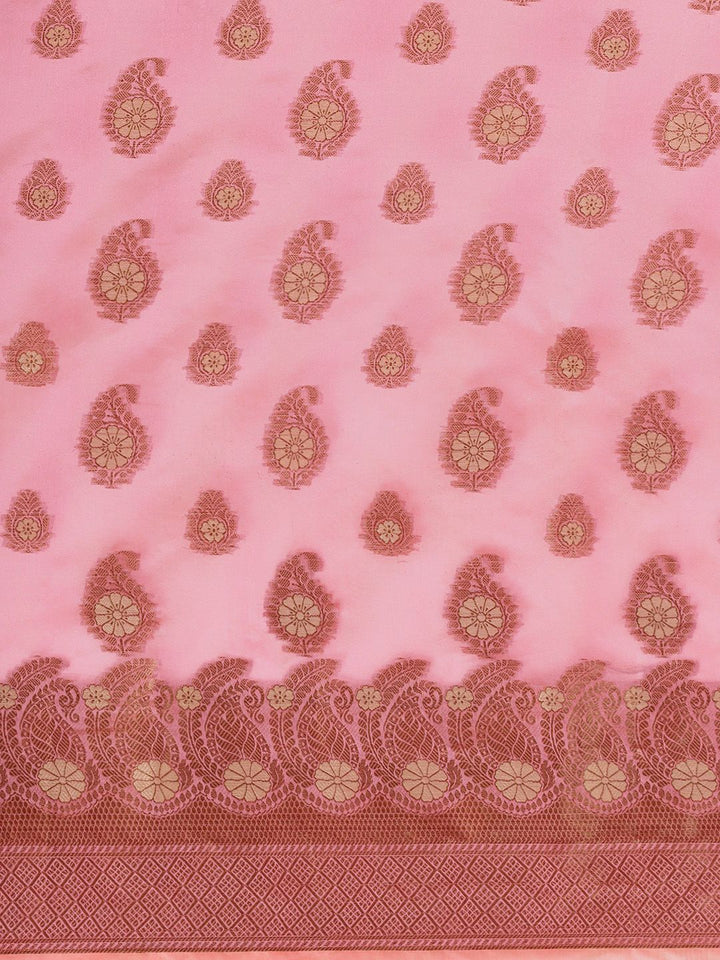 Saree mall Pink Paisley Silk Blend Banarasi Saree