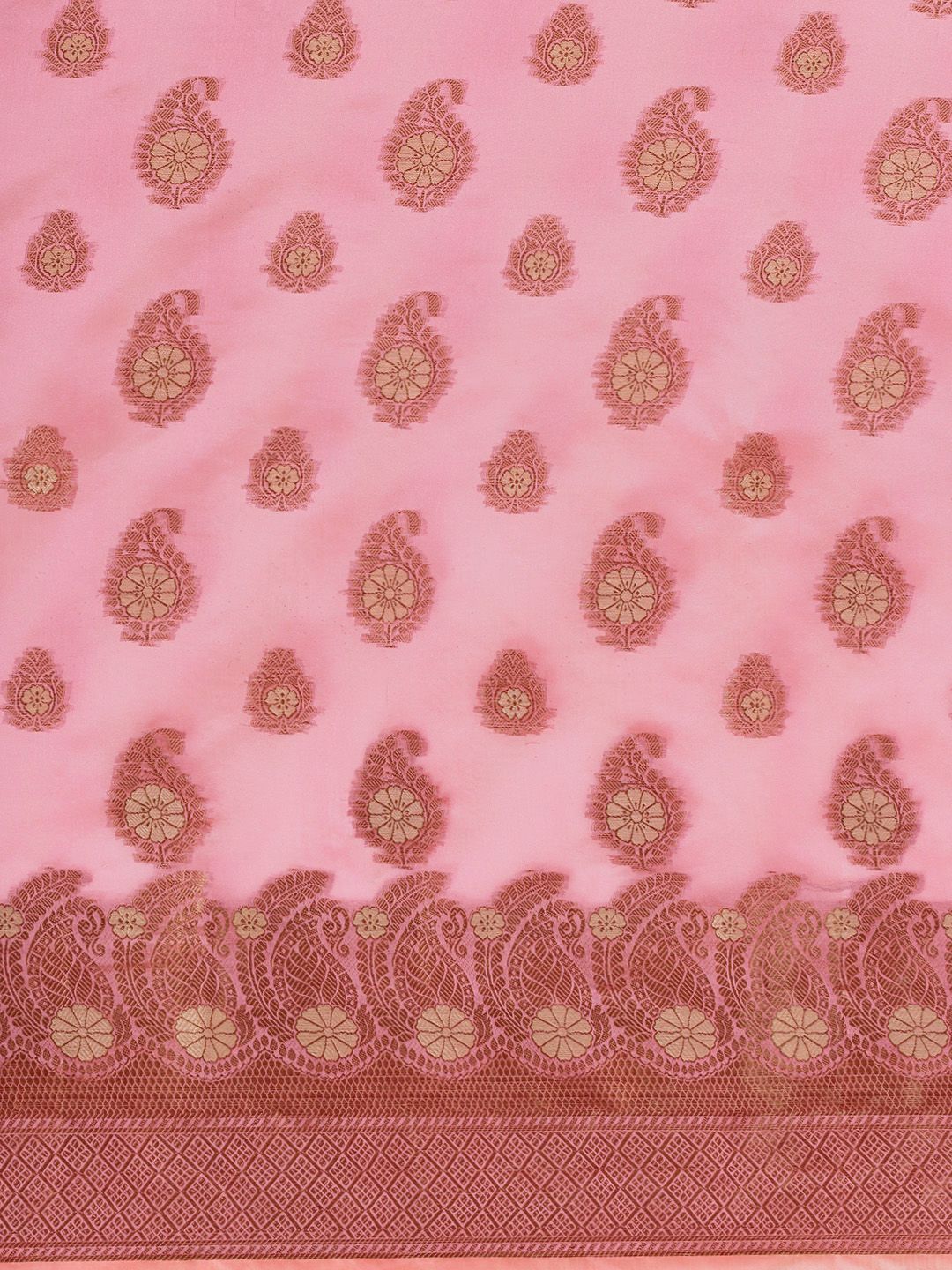 Saree mall Pink Paisley Silk Blend Banarasi Saree