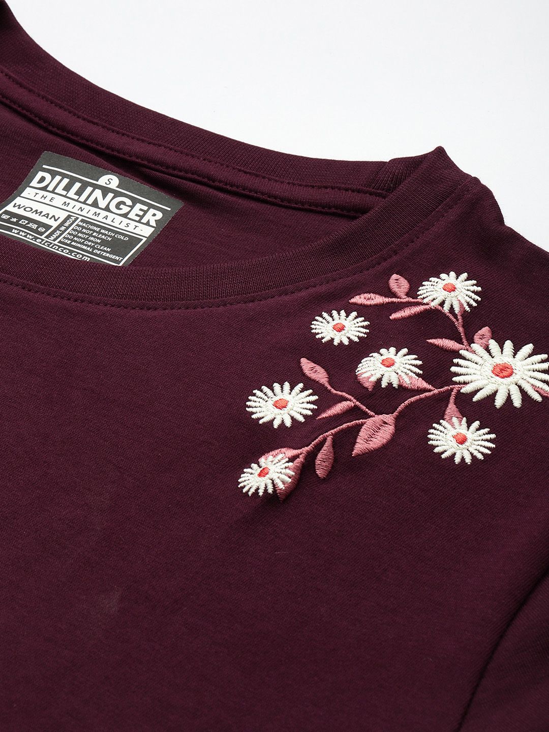 DILLINGER Women Regular Fit Short Sleeve Embroidery Tshirt
