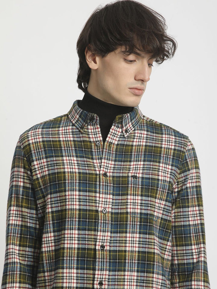The Bear House Men Checked Slim Fit Casual Shit