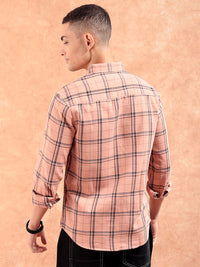 The Indian Garage Co Men Windowpane Checked Casual Shirt