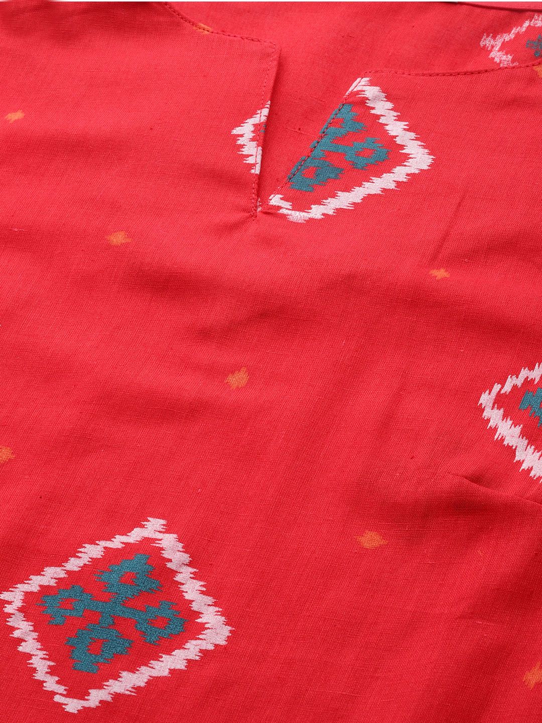 Anouk Women Red Ethnic Motifs Printed Pure Cotton Kurta with Trousers