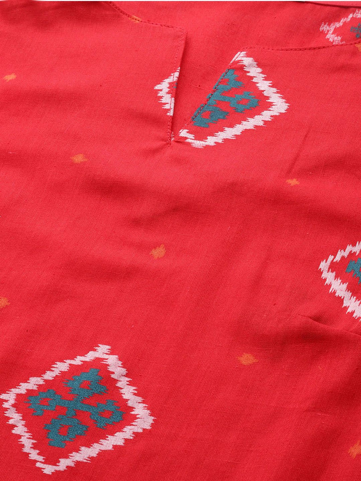 Anouk Women Red Ethnic Motifs Printed Pure Cotton Kurta with Trousers