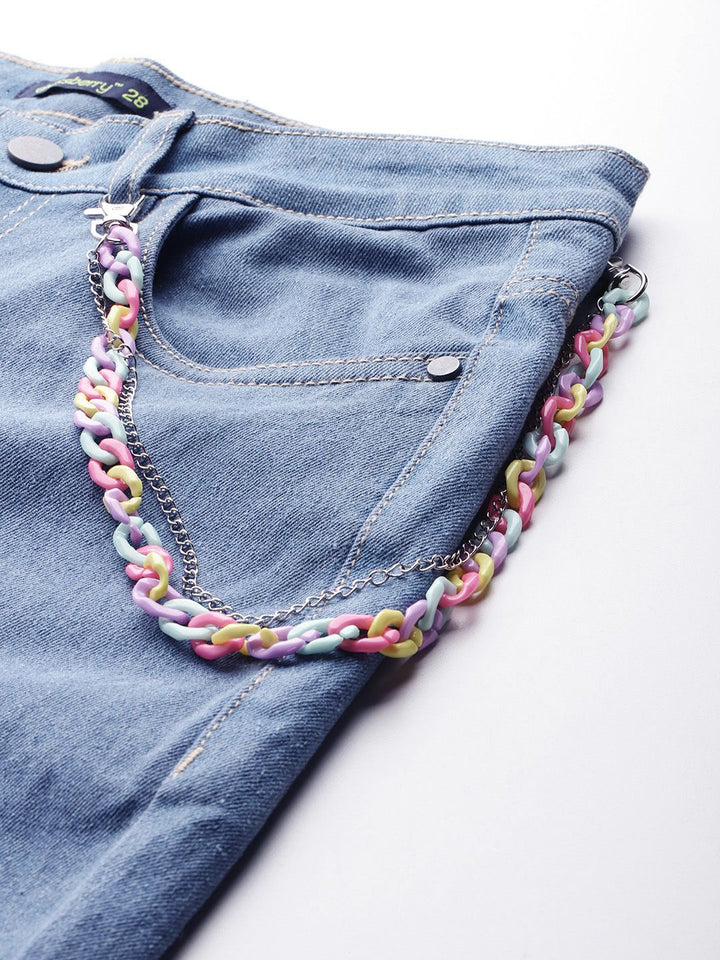 DressBerry Women Stretchable Straight Fit Jeans with Chain