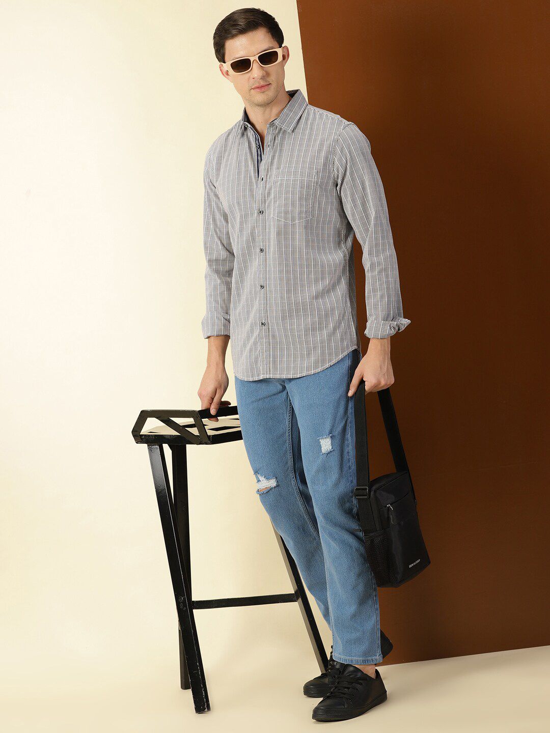 Thomas Scott Classic Slim Fit Tartan Checks Pure Cotton Casual Shirt