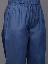 Varanga Blue Sleeveless Halter Neck Straight Kurta with Trouser & Bandhani Printed Dupatta