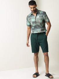 RARE RABBIT Men Pinto Slim Fit Mid-Rise Cotton Shorts