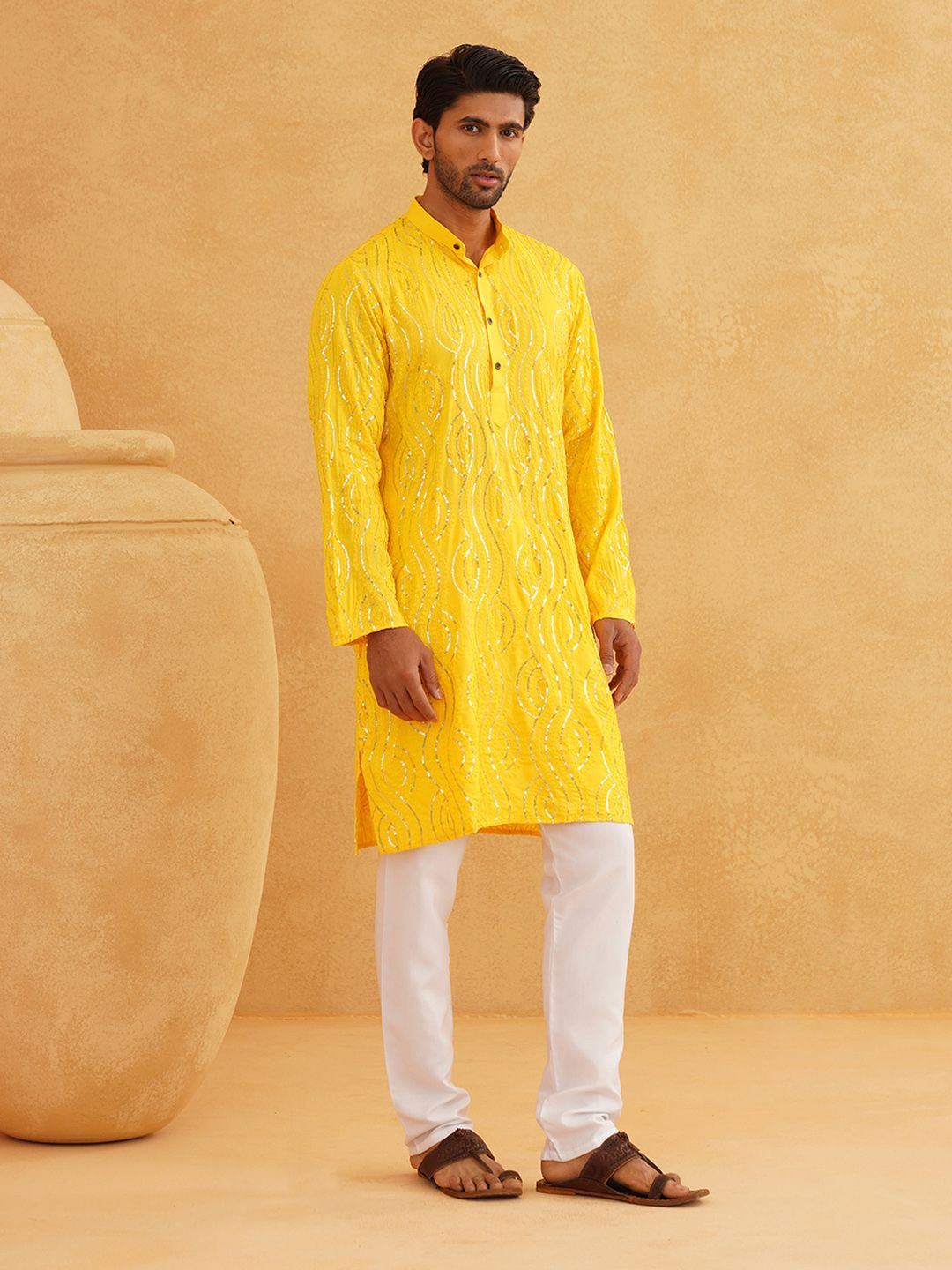 SOJANYA Kurta Lurus Bersulam Labuci Tulen Bersulam Unik dengan Churidar