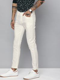 The Indian Garage Co Men White Solid Slim Fit Chinos