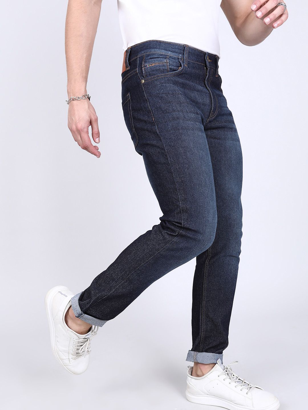 The Indian Garage Co Men Navy Blue Slim Fit Mid-Rise Clean Look Jeans