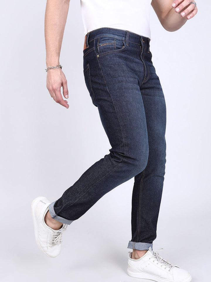 The Indian Garage Co Men Navy Blue Slim Fit Mid-Rise Clean Look Jeans