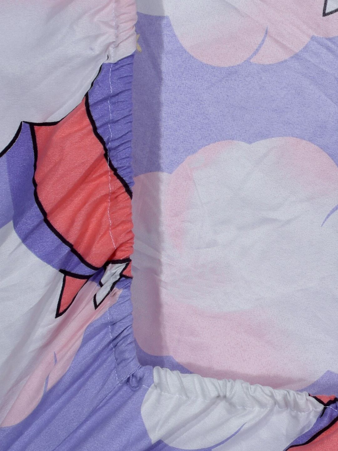 KLOTTHE Book Lipat Purple Graphic Cotton Feel Lembut 300 TC Fitted King Cadar Halus dengan 2 Sarung Bantal-98 x 89 inci