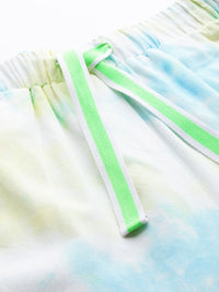 SASSAFRAS Women Off-White & Blue High-Rise Dyed Pure Cotton Joggers