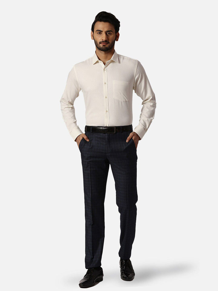 Park Avenue Self Design Spread Collar Slim Fit Cotton Formal Shirt