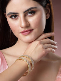 KARATCART Set Of 2 Gold Plated & AD Studded Bangle