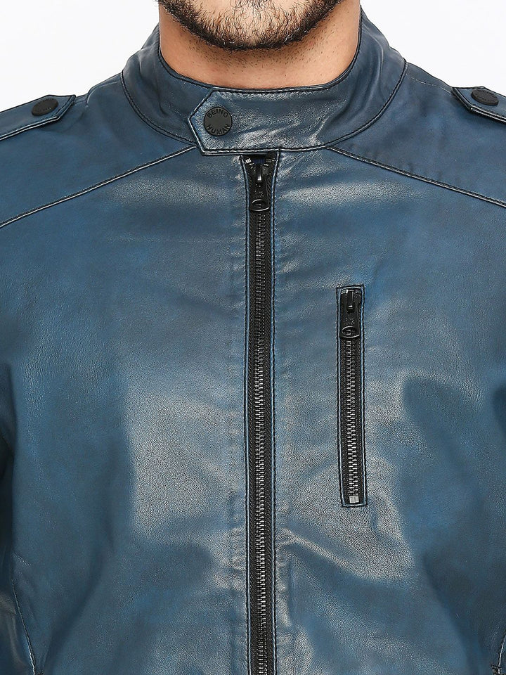 Being Human Mandarin Collar Shoulder Tabs Biker Jacket