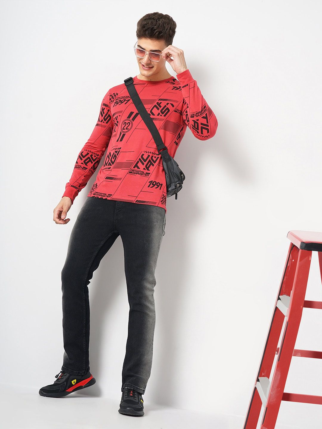 The Indian Garage Co Typography Printed Round Neck T-shirt