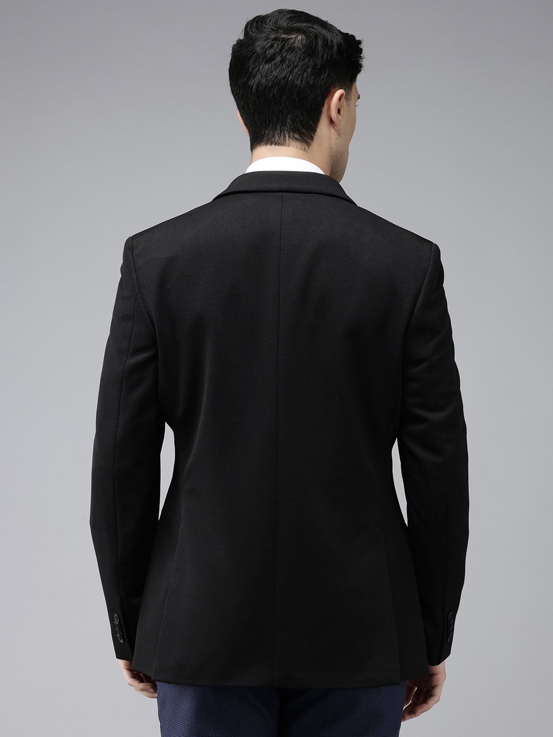 Park Avenue Slim Fit Textured Self Design Notched Lapel Single-Breasted Formal Blazer