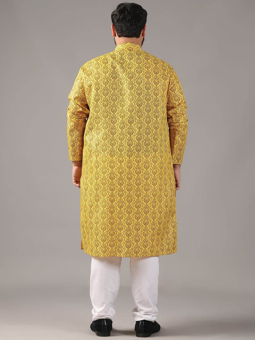 SOJANYA PLUS Plus Size Lelaki Motif Etnik Bercetak Kolar Jalur Kurta Lurus Dengan Piyama