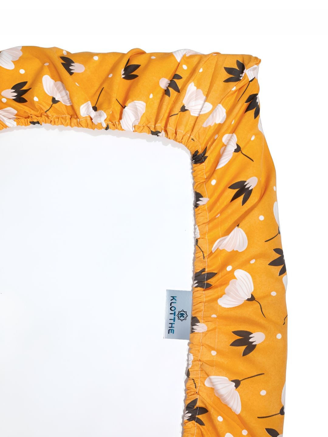 KLOTTHE Yellow Floral Printed 300 TC Double Fitted King Bedsheet With 2 Pillow Covers