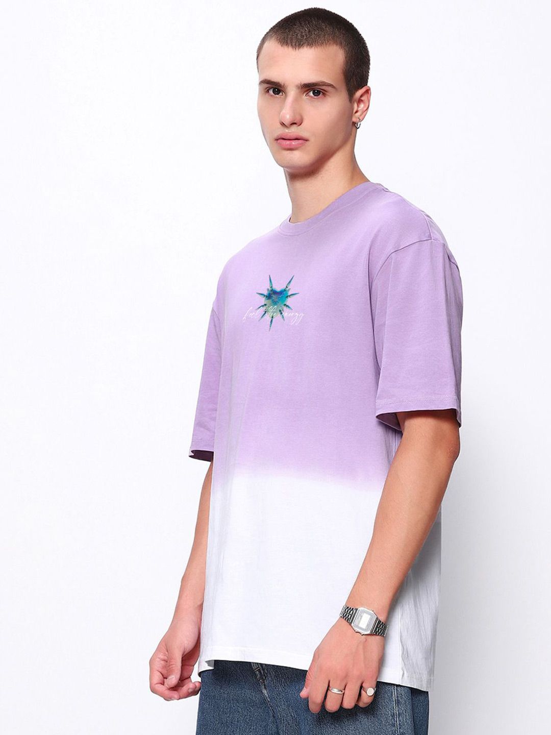 Bewakoof Men Typography Printed Round Neck Cotton Oversized T-shirt