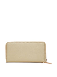 Lino Perros Women Gold-Toned Solid Zip Around Wallet with Detachable Wrist Loop