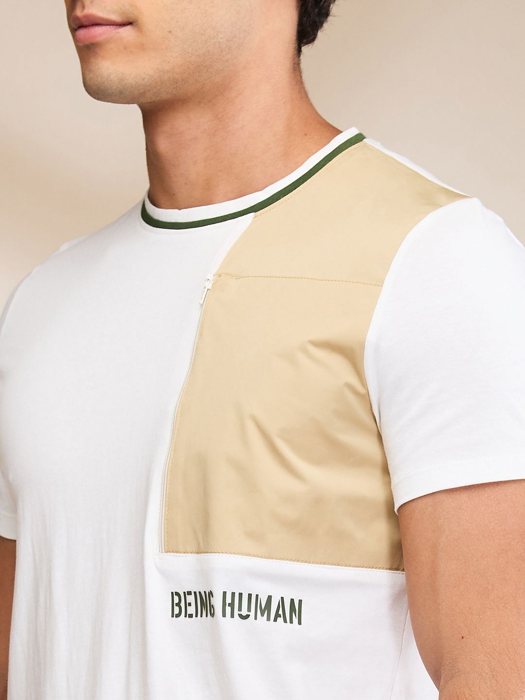 Being Human Men Colourblocked Pockets Slim Fit T-shirt
