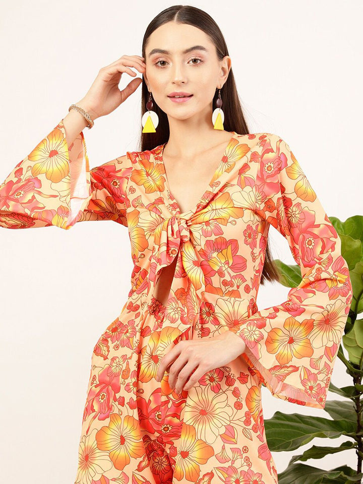 STREET 9 Floral Printed Tie Up Neck Jumpsuit