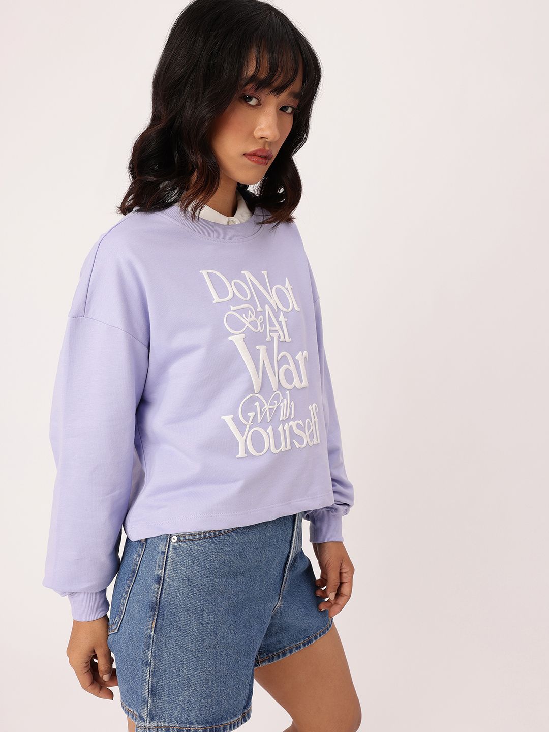 DressBerry Printed Cotton Terry Relaxed Fit Sweatshirt