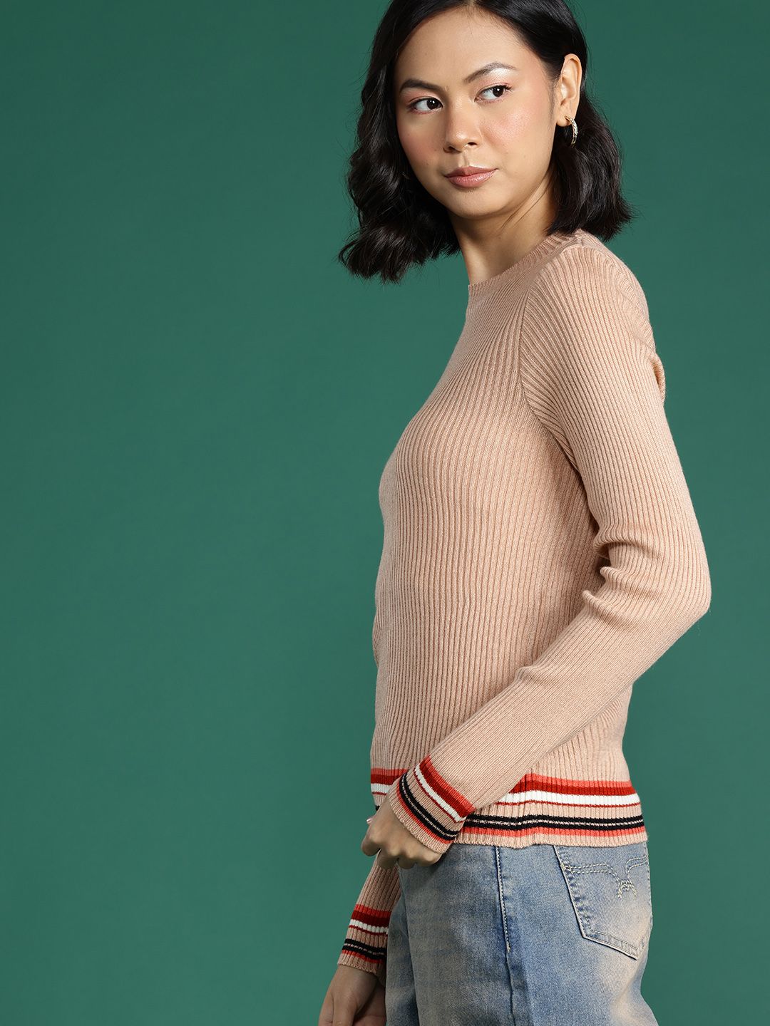 DressBerry Women Ribbed Acrylic Pullover