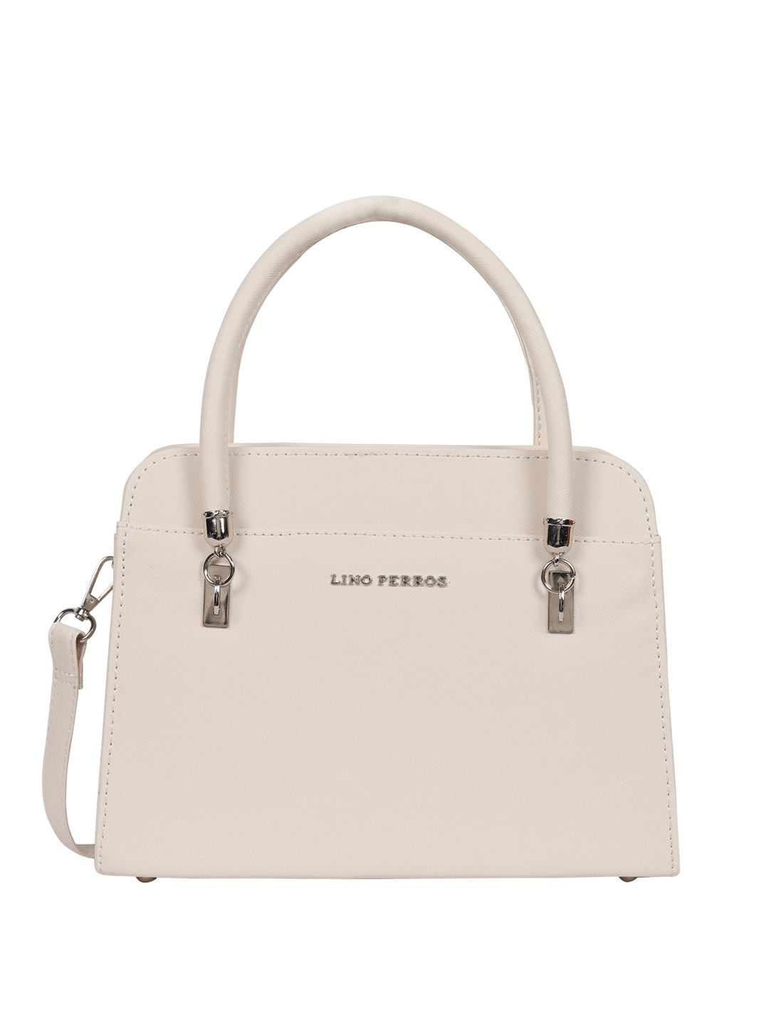 Lino Perros Off-White Solid Handheld Bag with Detachable Sling Strap