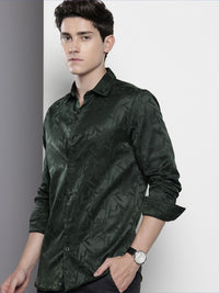 The Indian Garage Co Slim Fit Self Design Opaque Party Shirt