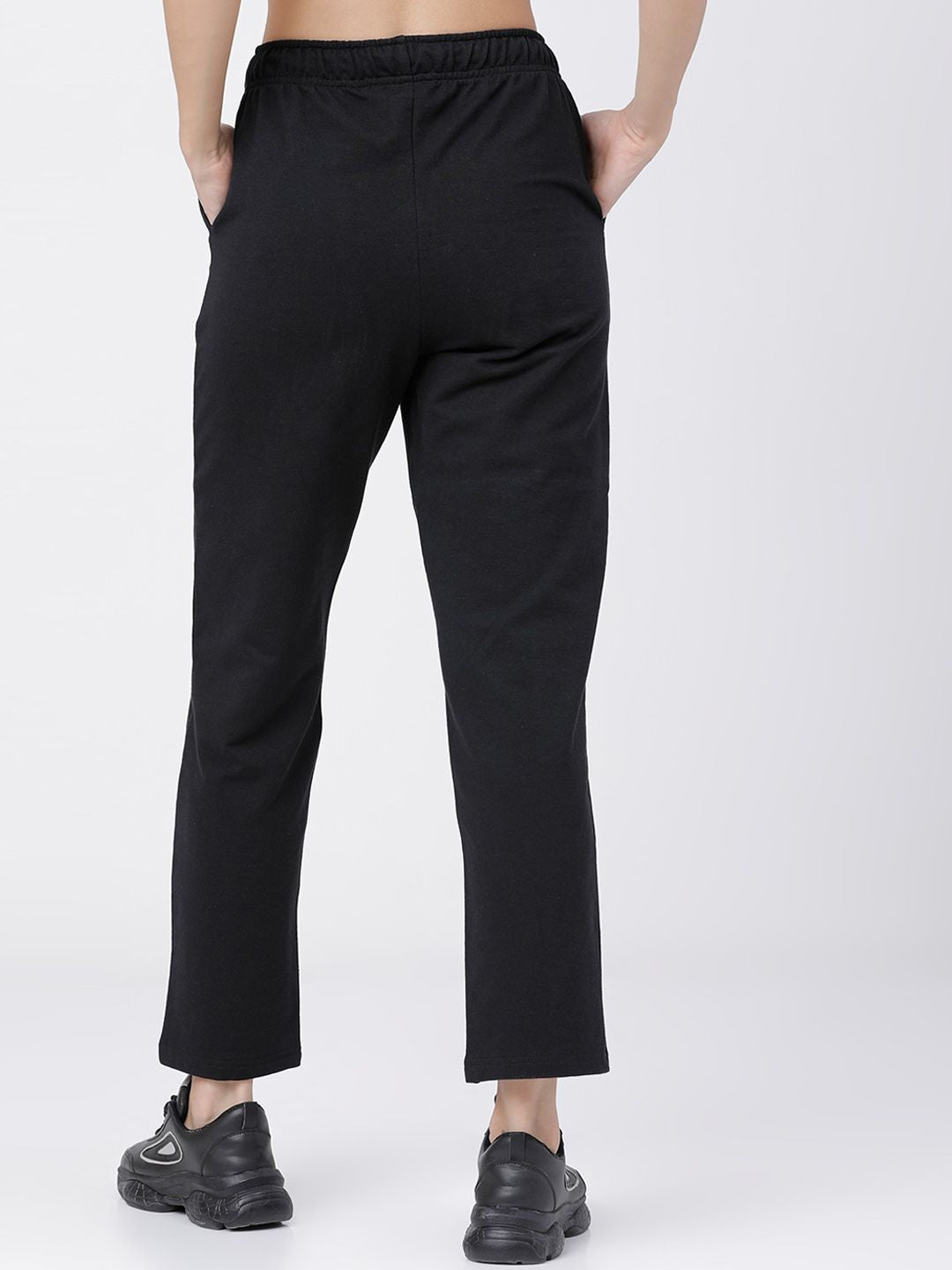 Tokyo Talkies Women Black Solid Regular Fit Track Pants