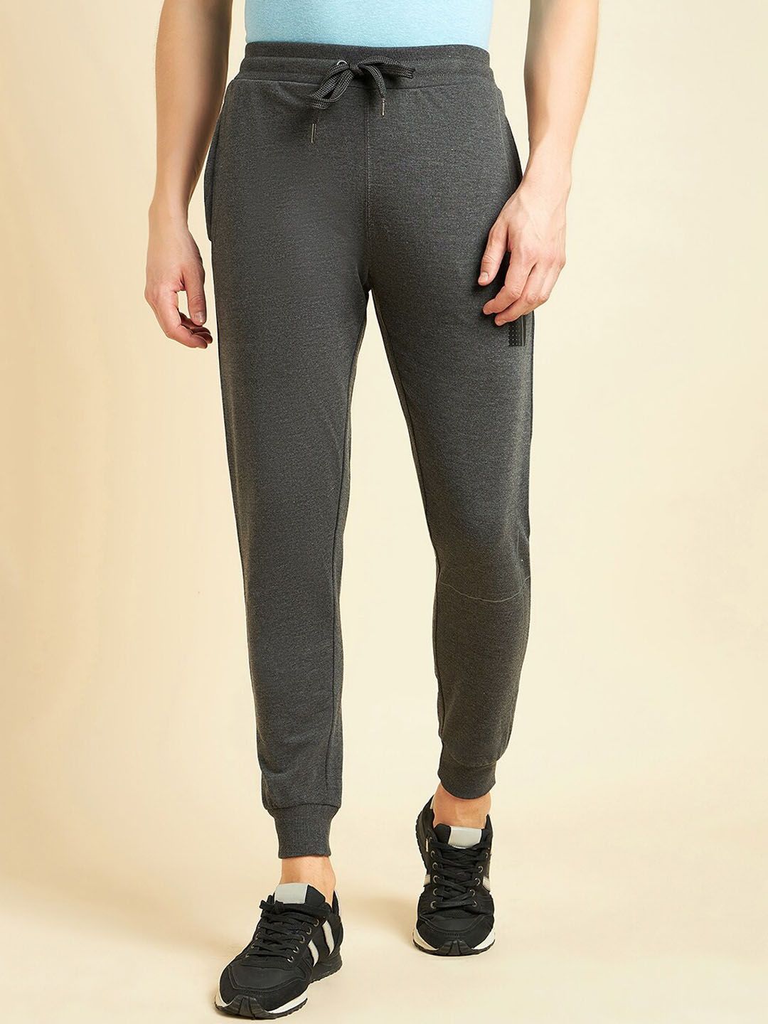 Sweet Dreams Men Charcoal Dry Fit Mid Rise Cotton Joggers