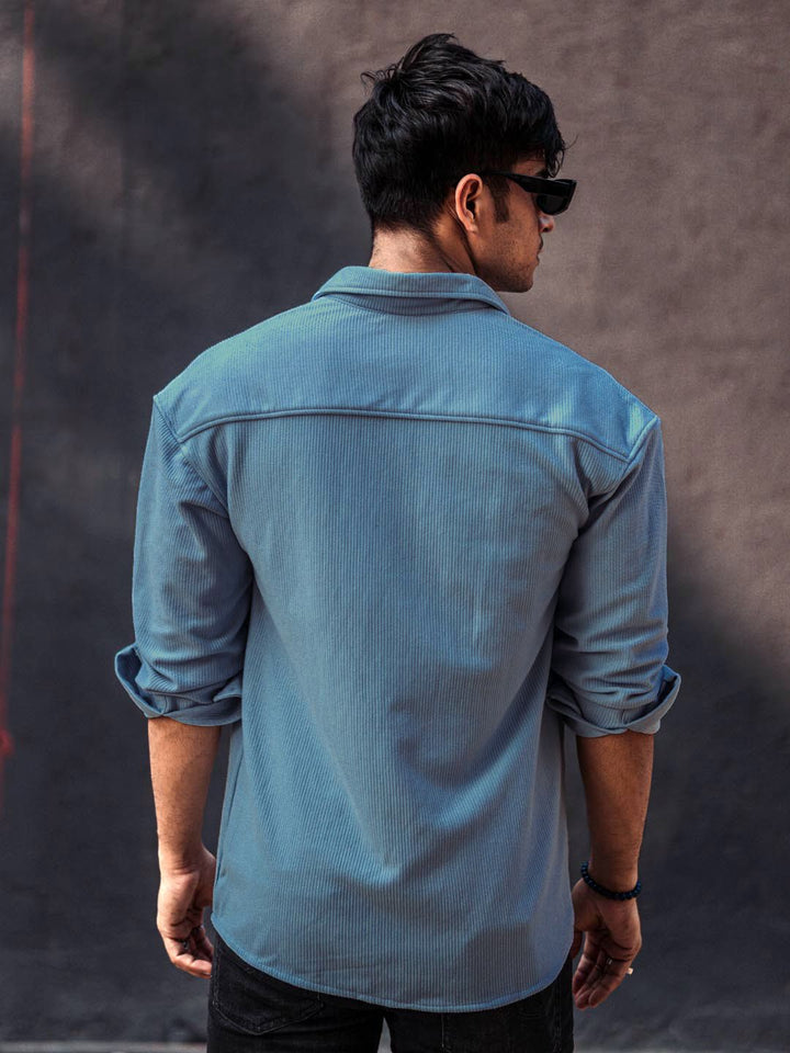 Powerlook Blue India Slim Oversized Drop-Shoulder Shirt