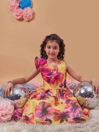 pspeaches Girls Floral Printed Fit and Flare Midi Dress