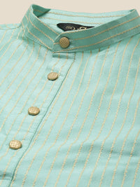 SOJANYA Kurta Biasa Kolar Mandarin Berjalur Dengan Jaket Churidar & Nehru
