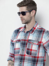 The Indian Garage Co Men Regular Fit Checked Double Flap Pocket Flannel Shirt