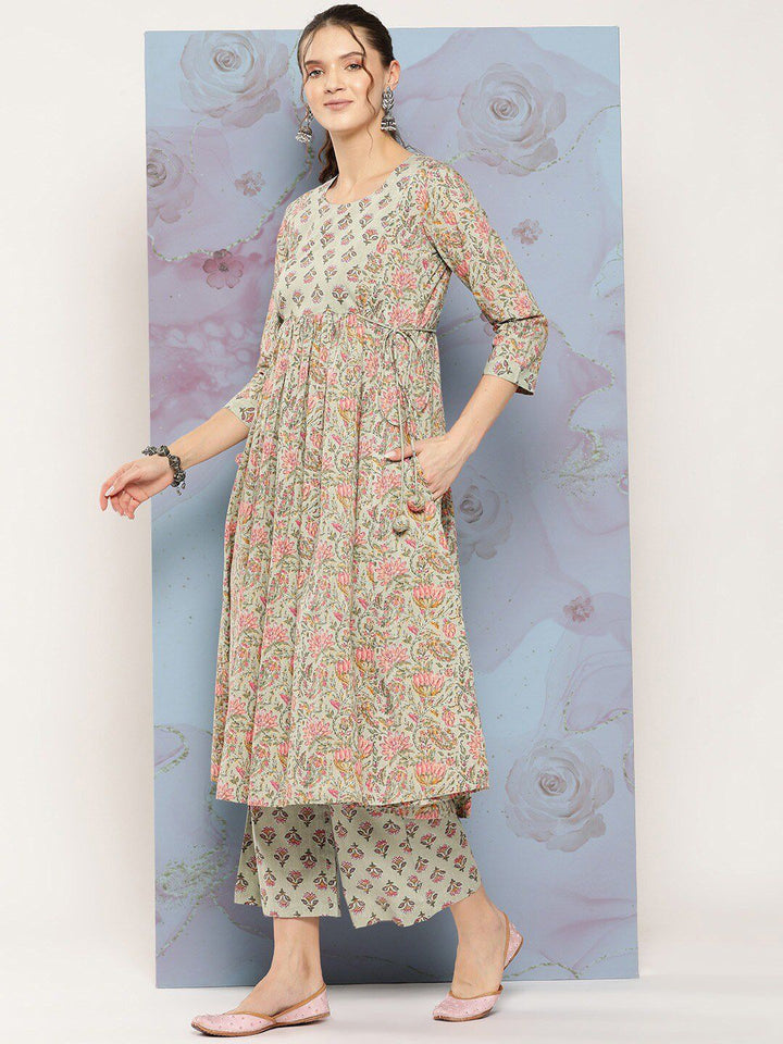 KALINI Women Floral Printed Regular Kurta with Trousers