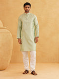 SOJANYA Kurta Tenun Motif Etnik Rekaan Kolar Mandarin Dengan Churidar