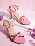 DressBerry Braided Design Slim Heeled Sandals