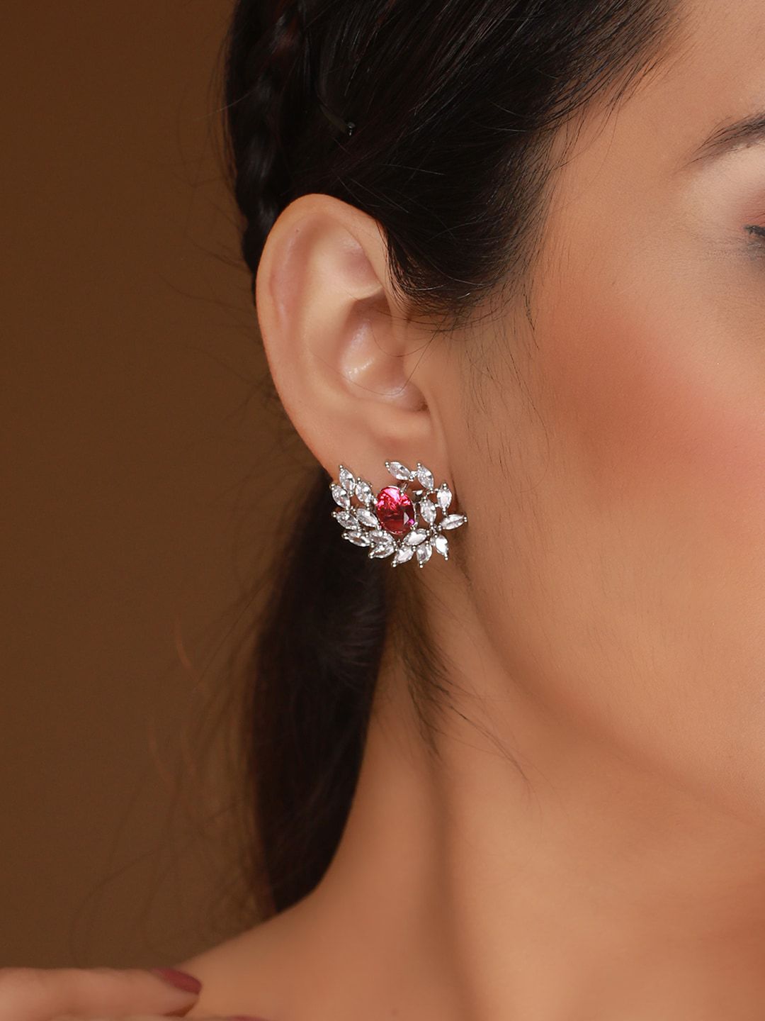 Priyaasi Set OF 5 Silver-Plated Contemporary Studs Earrings