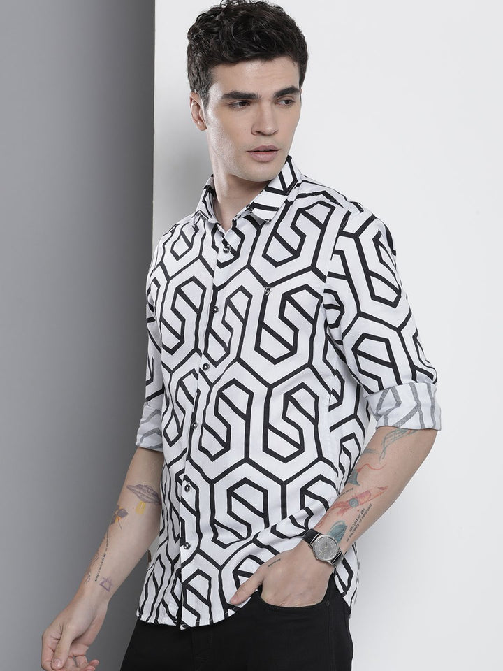 The Indian Garage Co Men Slim Fit Opaque Printed Party Shirt