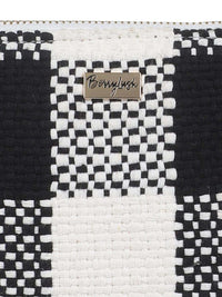 Berrylush Black & White Checked Structured Cotton Handheld Bag