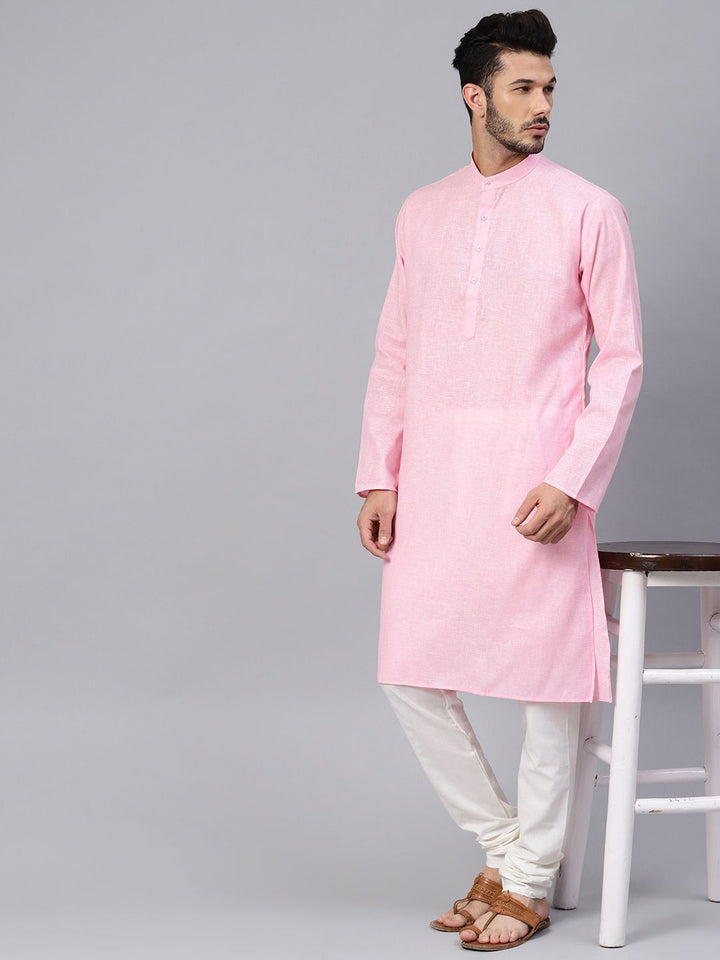 SOJANYA Men Pink Solid Kurta Straight