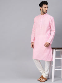 SOJANYA Men Pink Solid Kurta Straight