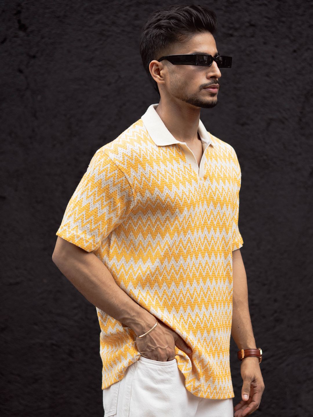 Powerlook Men Striped Polo Collar T-shirt