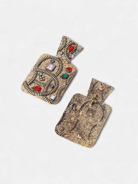 Anting-anting drop kontemporari antik quad-snake emas sohi